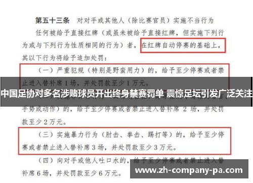 中国足协对多名涉赌球员开出终身禁赛罚单 震惊足坛引发广泛关注 中国足协对多名涉赌球员开出终身禁赛罚单 震惊足坛引发广泛关注